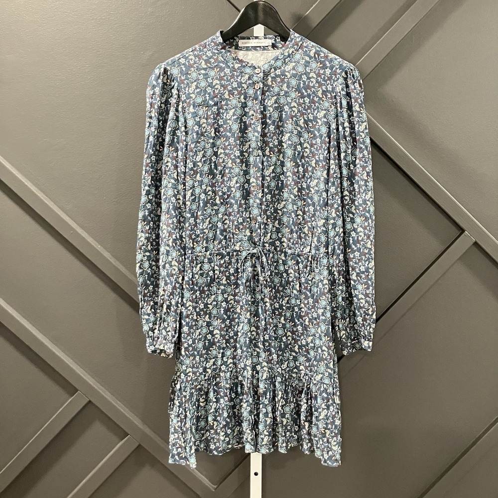 Rebecca Minkoff Dress Size Small Floral Long Sleeve Drawstring Waist Mini